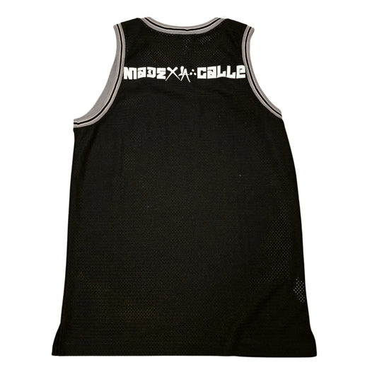 PLAYERA YONER TIPO BASQUET NEGRA MXL