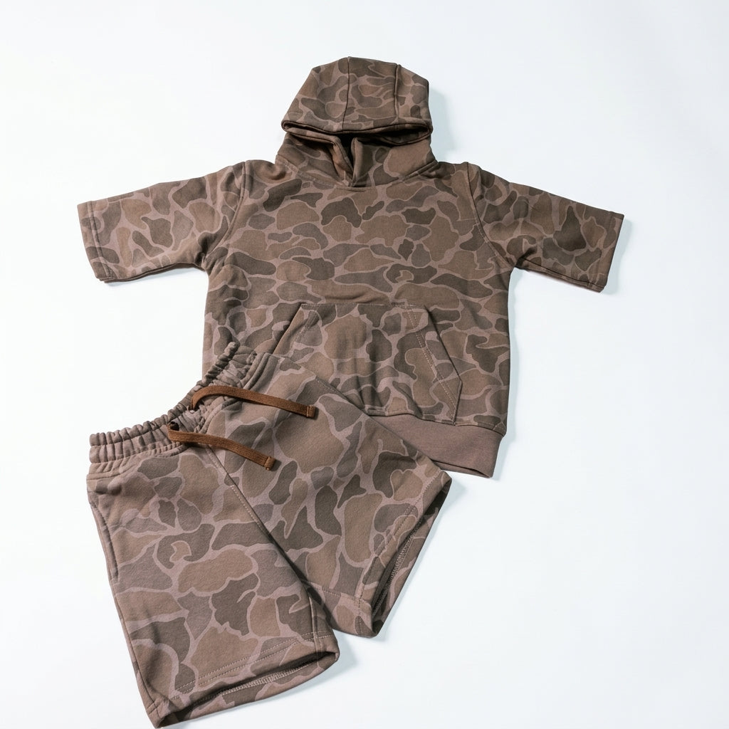 • Conjunto Dos Piezas Estilo Streetwear Camuflaje Para Niño