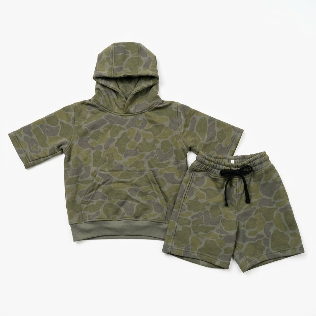 • Conjunto Dos Piezas Estilo Streetwear Camuflaje Para Niño