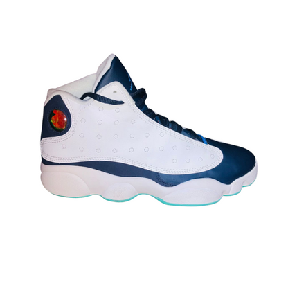 TENIS JORDAN R13 BLANCOS MARINO SUELA MENTA