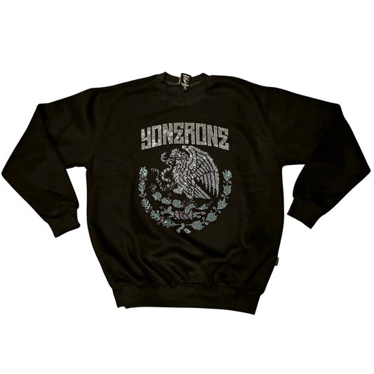 SUDADERA CUELLO REDONDO YONER NEGRA AGUILA CN/BRILLOS
