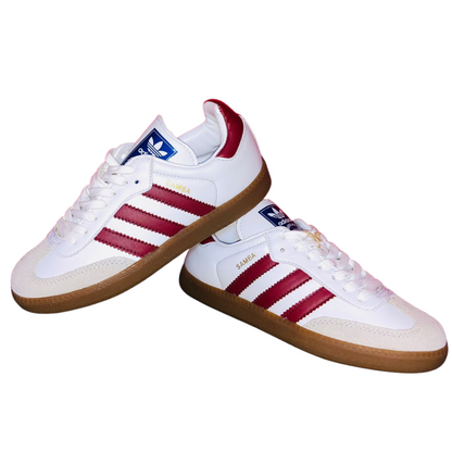 TENIS ADIDAS ZAMBA BLANCO VINO SUELA DE LIGA CAFE