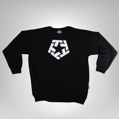 SUDADERA DE CUELLO REDONDO TRIBAL NEGRA LOGO CLASICO