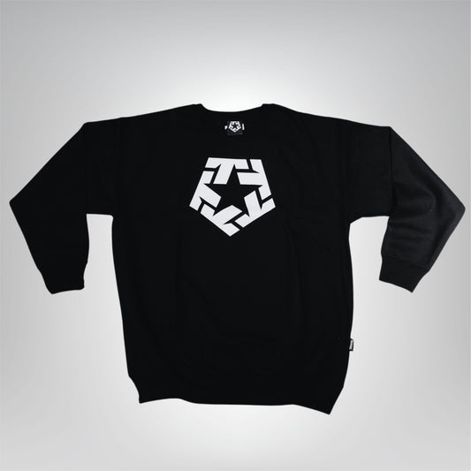 SUDADERA DE CUELLO REDONDO TRIBAL NEGRA LOGO CLASICO