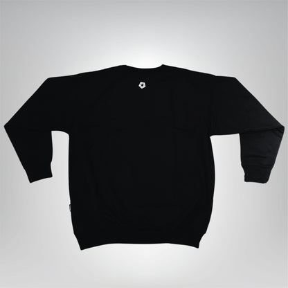 SUDADERA DE CUELLO REDONDO TRIBAL NEGRA LOGO CLASICO