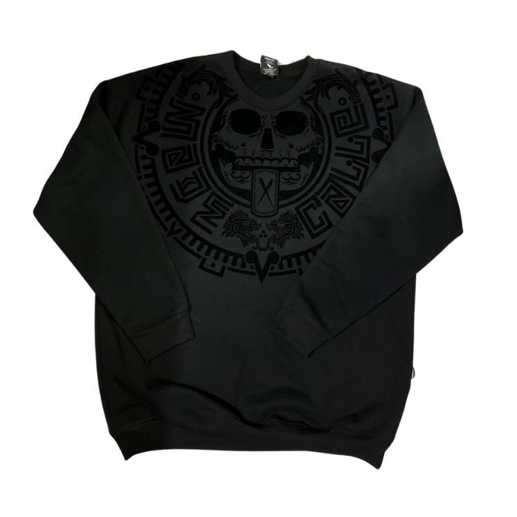 SUDADERA CUELLO REDONDO YONER NEGRA CALENDARIO AZTECA SN/G