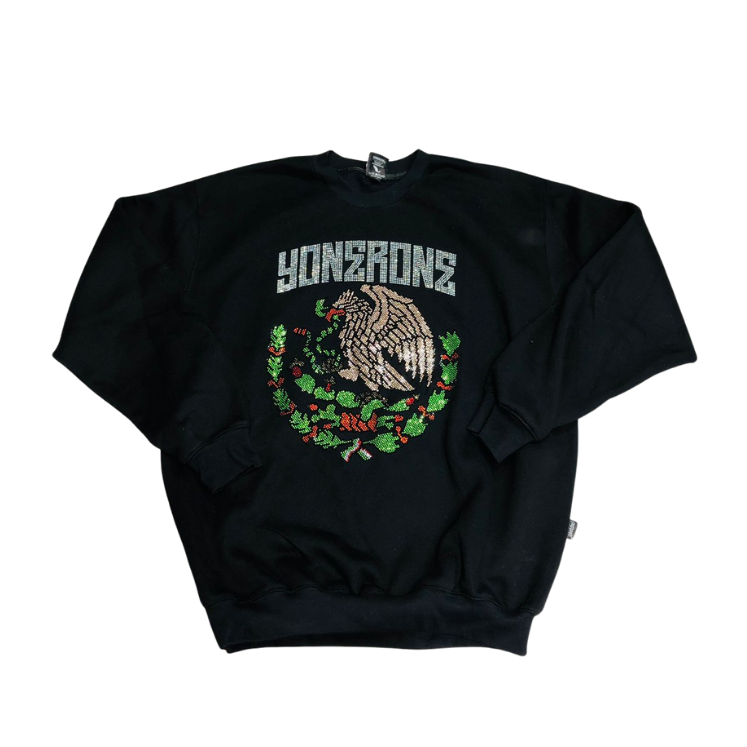 SUDADERA CUELLO REDONDO YONER NEGRA AGUILA CN/BRILLOS