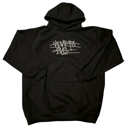 HOODIE YONER NEGRA LETRAS GRIS