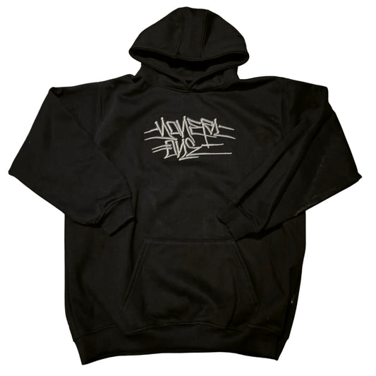 HOODIE YONER NEGRA LETRAS GRIS