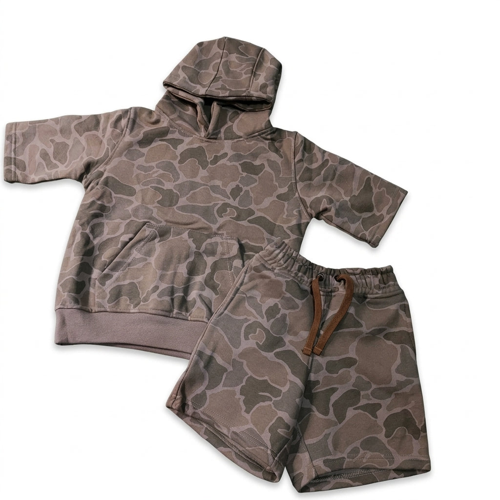 • Conjunto Dos Piezas Estilo Streetwear Camuflaje Para Niño