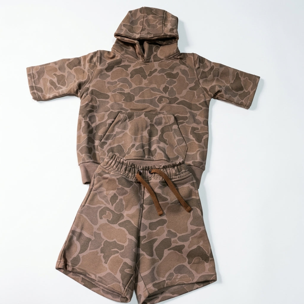 • Conjunto Dos Piezas Estilo Streetwear Camuflaje Para Niño