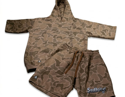 Conjunto Camuflaje Café Southsider 369 | Hoodie y Shorts